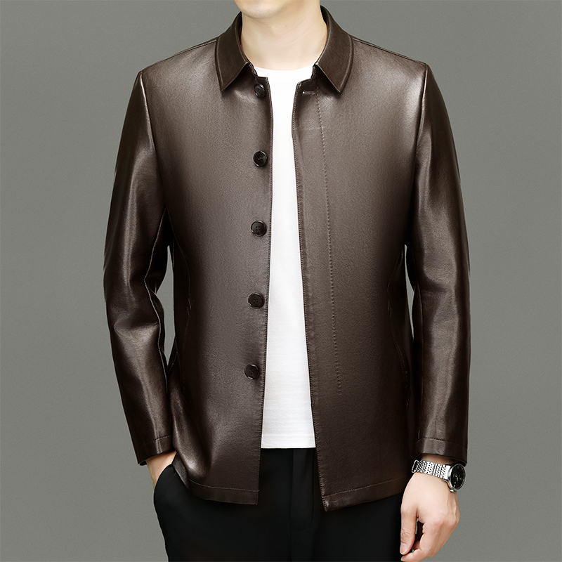 Waterproof Mens Casual Leather Jacket for Everyday Use 8566