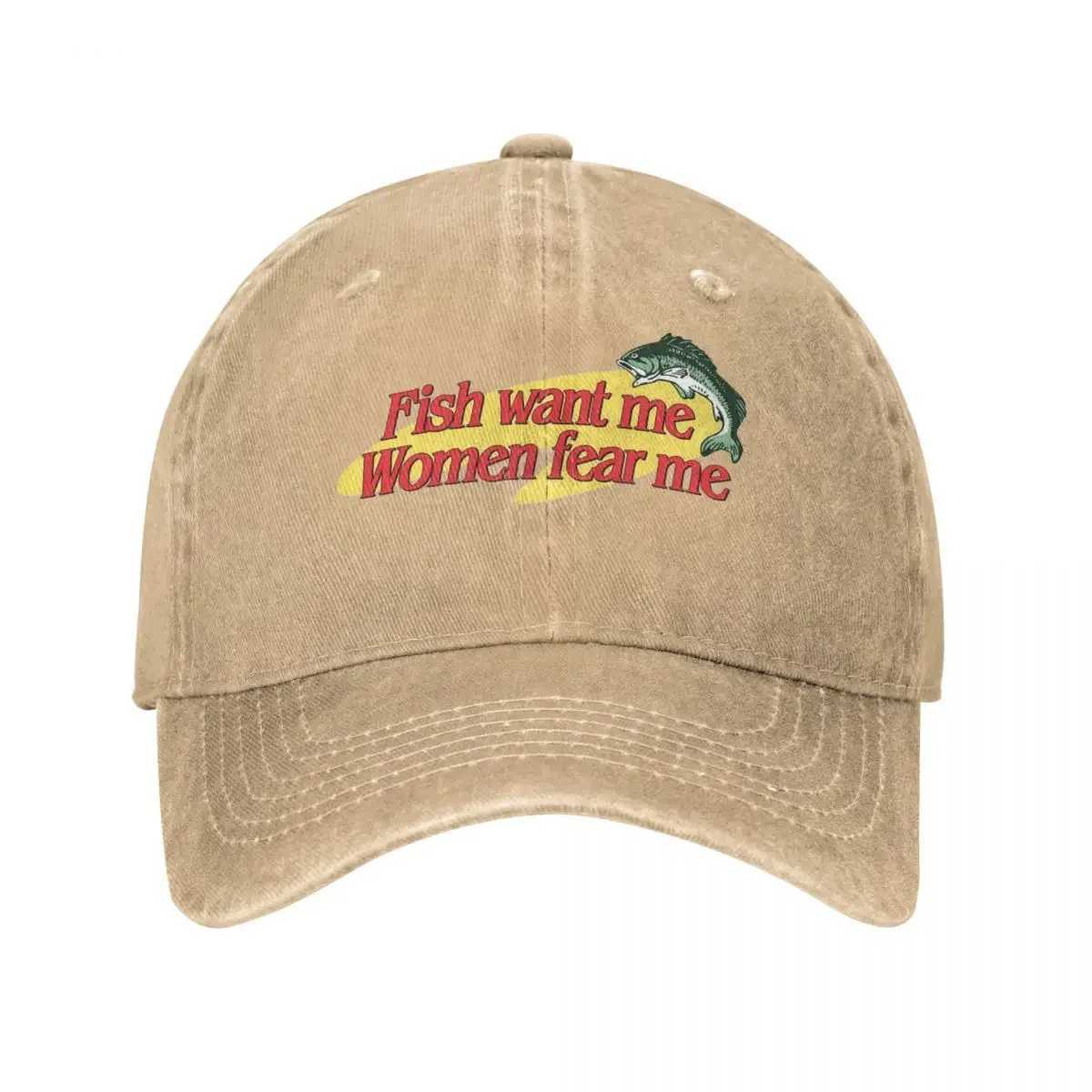 Fish Want Me Women Fear Me Baseball Cap Fashion Distressed Cotton Sun Cap Unisex Style Outdoor Summer Caps Hat Y250512