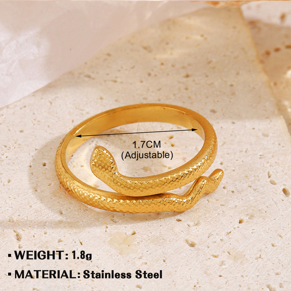 Fashionable and popular shaped stainless steel ring, French titanium plated gold snake ring jewelry