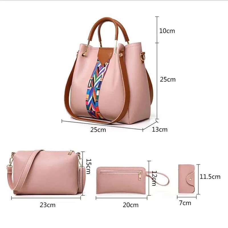4 Pcs Handbag Large Capacity Tote Women's Bag Fashion Shoulder Bag,Wallet,Card Case