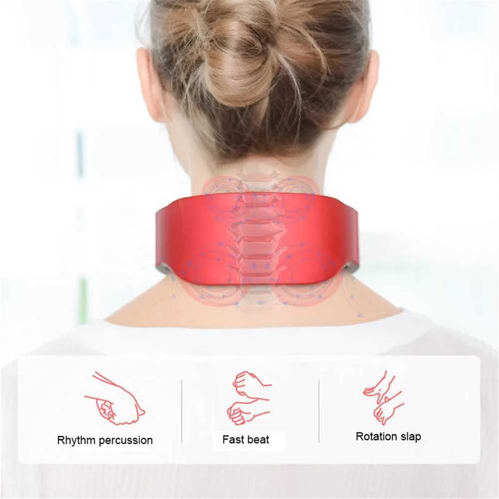Electric Neck Shoulder Pulse Massager Kneading 4 Head TENS Magnetic Pulse Heating Cervical Vertebra Relax Pain Relief MassageW250512