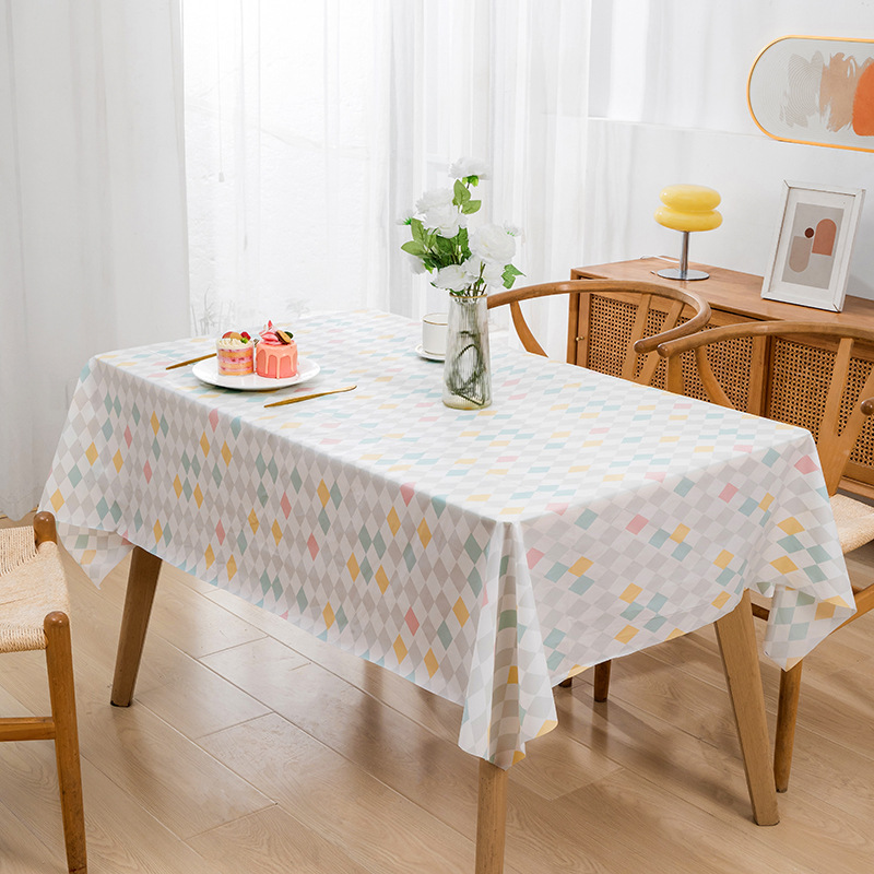 B406 PEVA New Year Couplet Tablecloth New Year Table Mat Tablecloth Waterproof and Oil-proof Red Festive Tea Table Cover