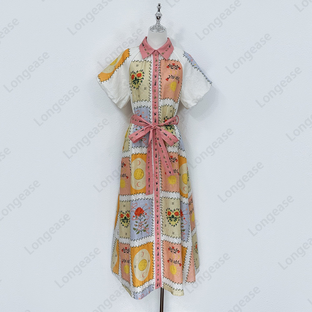 dress dresses for woman womens designer clothing dress beach dress floral printed linen short sleeve midi dress birthday dress dresses women dress designer dress