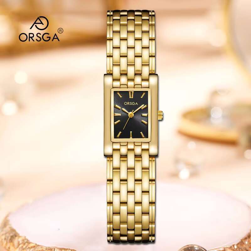 DHCollections Rectangular Quartz Watch 18mm Stainless Steel Band Waterproof Vintage Alloy Fashion Wristwatch for women