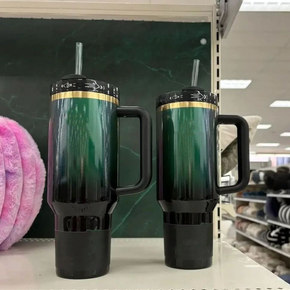 US stock 40oz Blue Magnolia Insulated Stainless Steel Water Bottles 40oz Cosmo Pink Target Red Double Wall Vacuum Sealed Travel Mugs Valentine's 