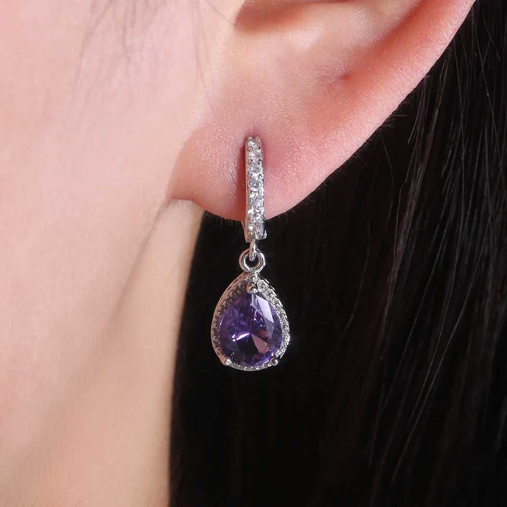 New Arrival Female Earrings 925 Silver Needle Purple Gem Earrings For Women Wedding Jewelry Girlfriend Gift Pendientes Y250510