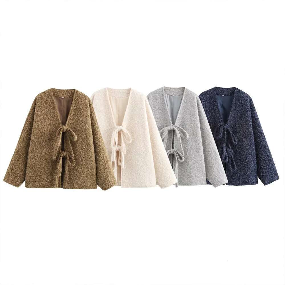 New winter fashion women's casual avant-garde design with a European and American style four-color lace up jacket