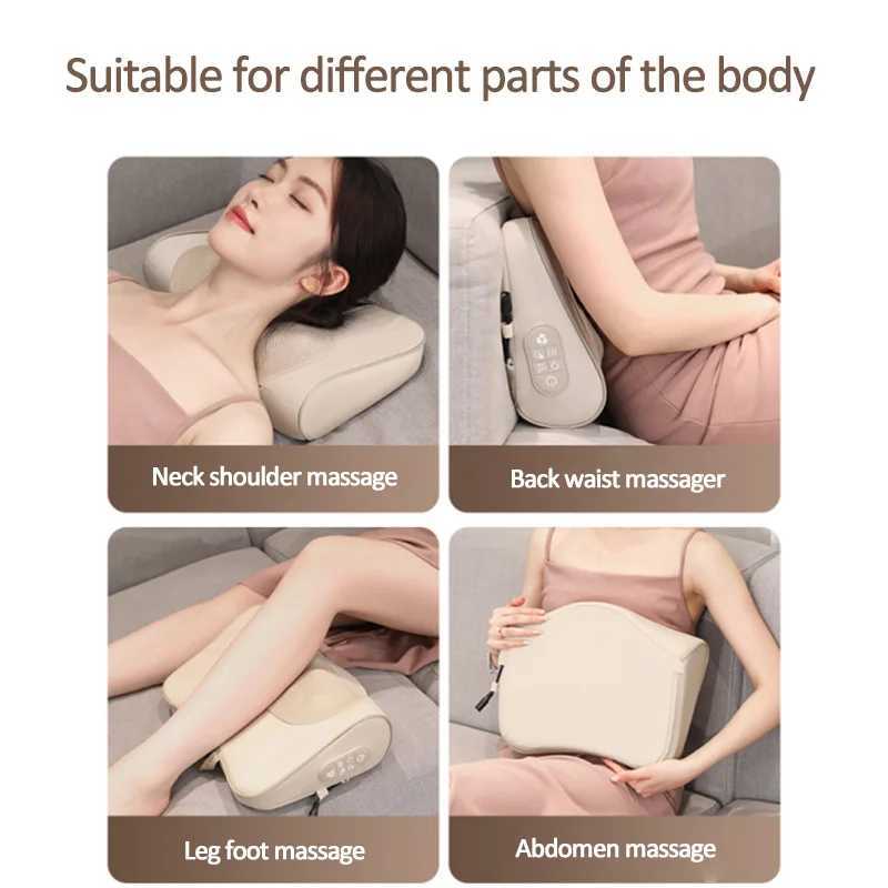 Jinkairui Neck Massage Pillow Cervical Massager Waist Back Shoulder Shiatsu Kneaded Multifunctional Hot Compress Relaxation GiftW250512
