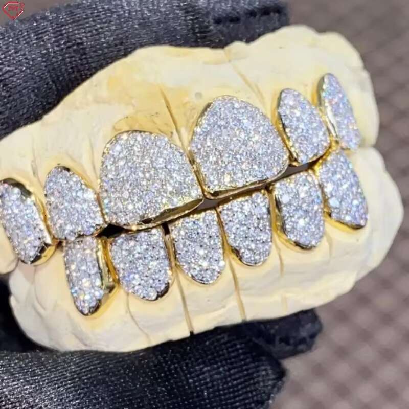 Custom 925 Sliver VVS Moissanite Grillz 10 Top 10 Bottom Hip Hop Men Passed Diamond Tester Moissanite Grillz