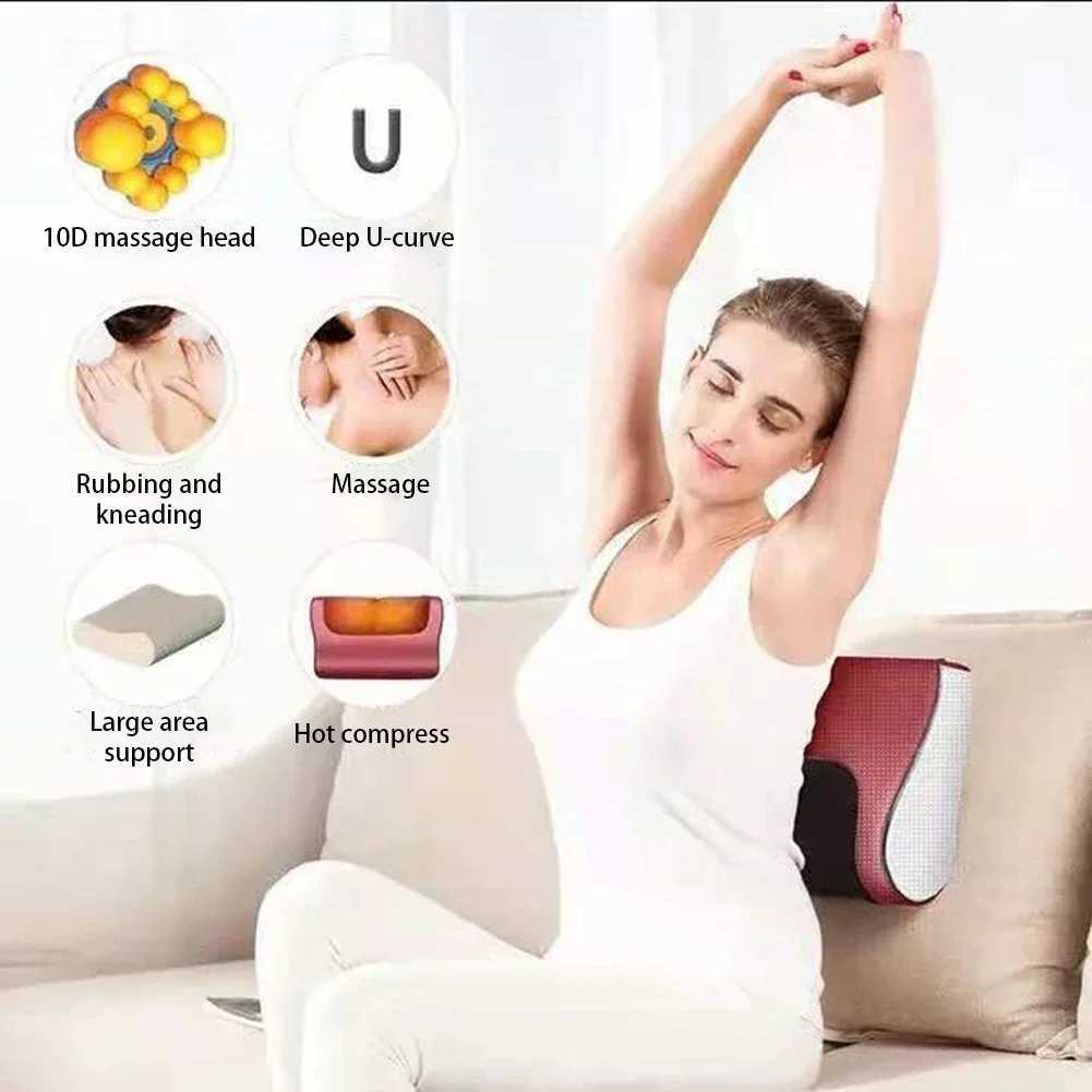 3 Modes Cervical Massage Pillow Multifunctional Hot Compress Neck Massager Car Cervical Spine Massage for Teens Adults EldelyW250512
