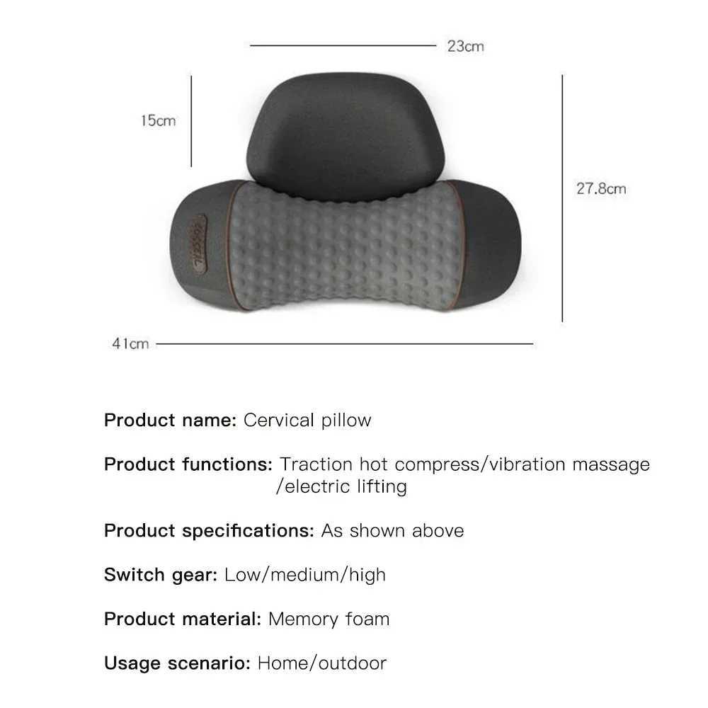 Okayso Electric Massager Cervical Pillow Hot Compress Vibration Massage Neck Traction Relax Sleeping Pillow Spine Support NormalW250512