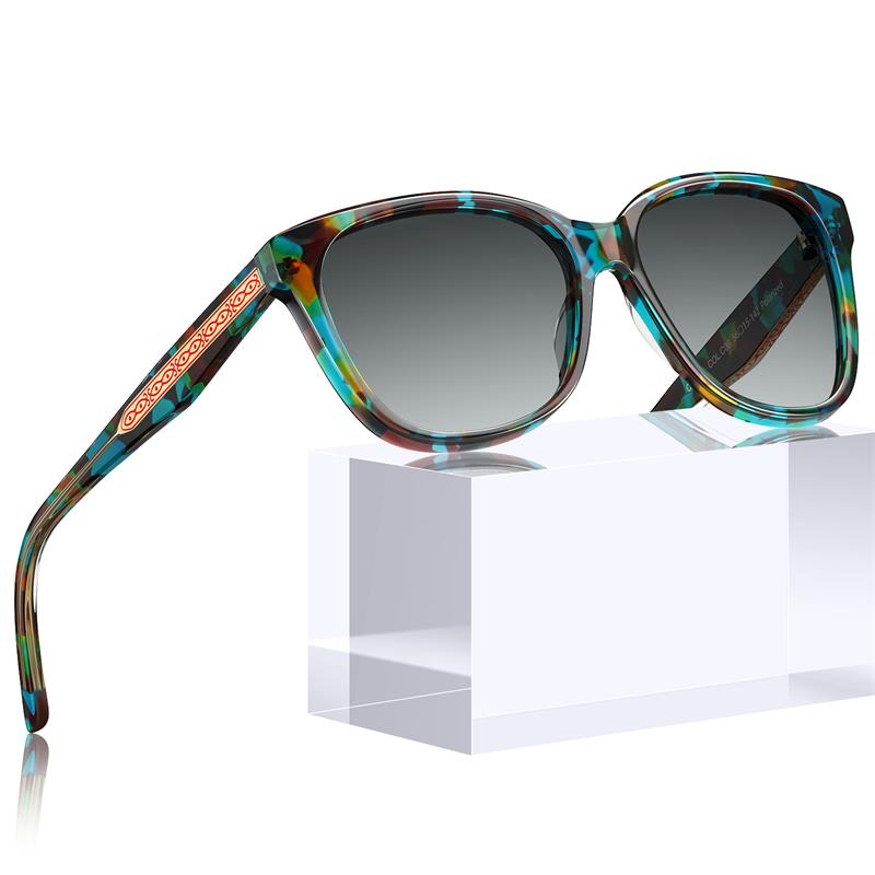 CARFIA Square Polarized Sunglasses for Women UV Protection, Italian Design Retro Embossed Pattern Wire Core Driving Shades