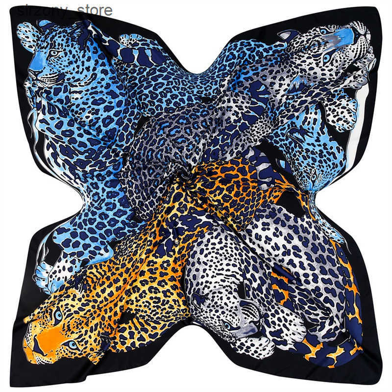 Twill Silk Scarf Women Cheetah Leopard Printing Square Scarves Fashion Versatile Wrap Female Foulard Large Hijab Beach Shawl Neckerchief 130CM*130CM z