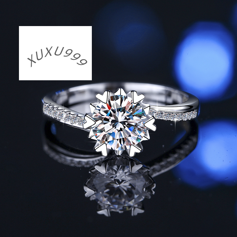 Fine Jewelry 1 2 Ct VVS1 Moissanite Diamond Ring Couples Wedding 925 Sterling Silver White Gold-plated Ring for Women Ladies