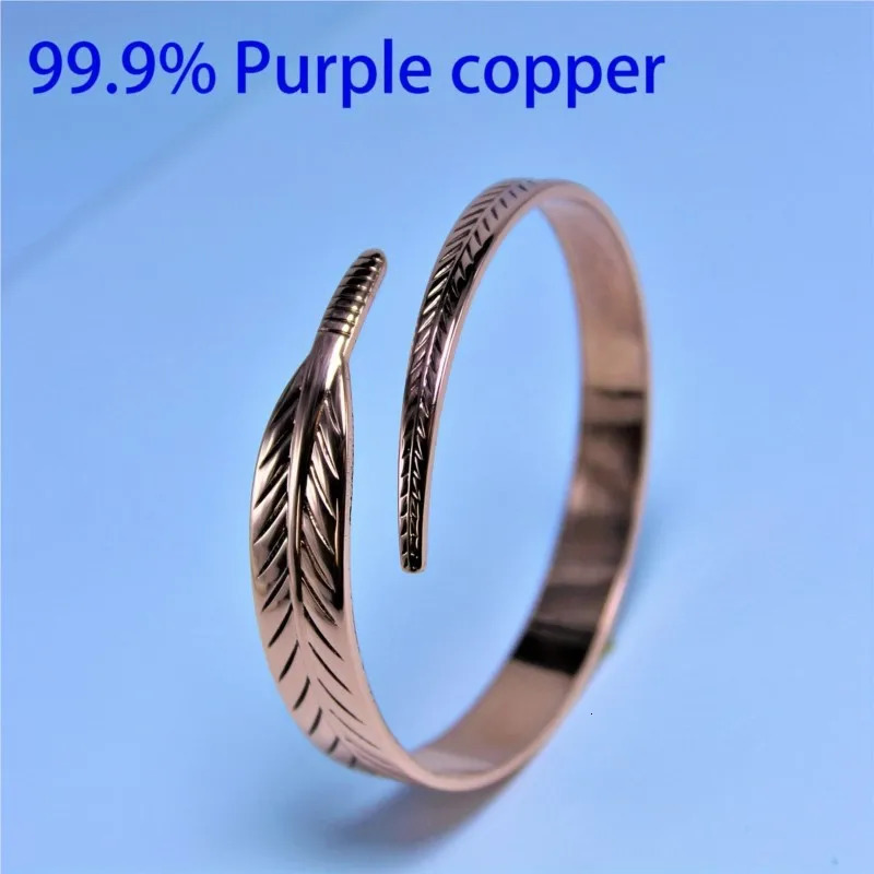 Elegant Vintage Pure Cooper Feather Wing Cuff Bangle for Men Women Fashion Punk Style Wristlet Party Jewelry Gifts 250512