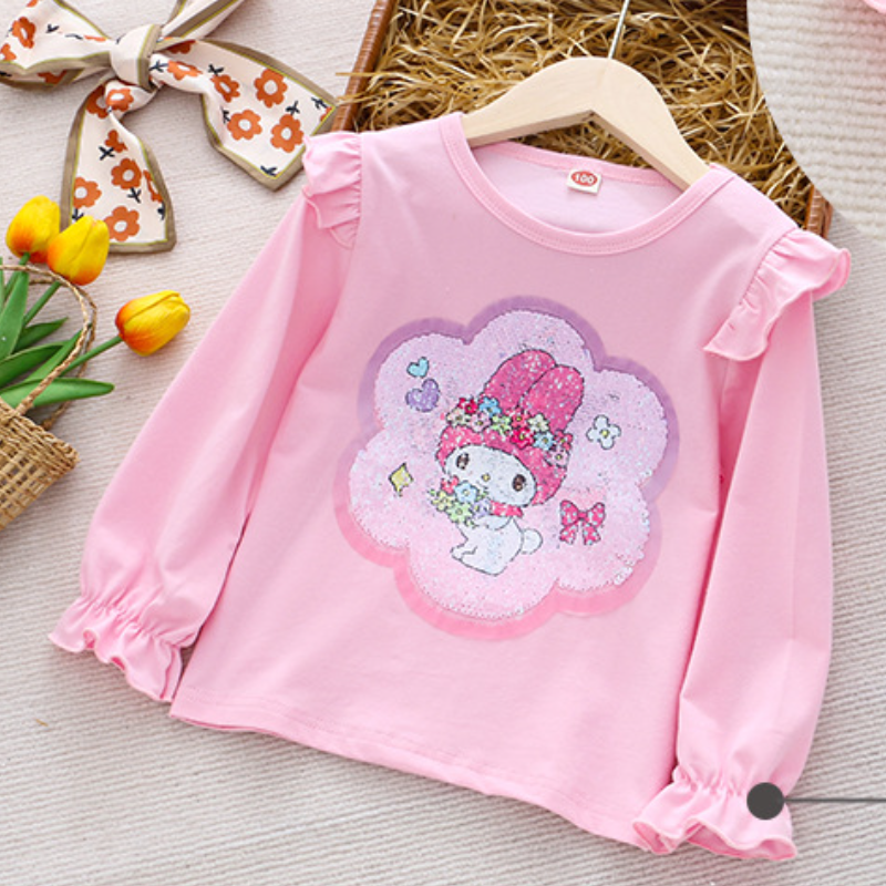 DISNEY Frozen Princess Elsa kids designer clothes Children spring T-shirt baby long sleeves color-changing sequins for girls.