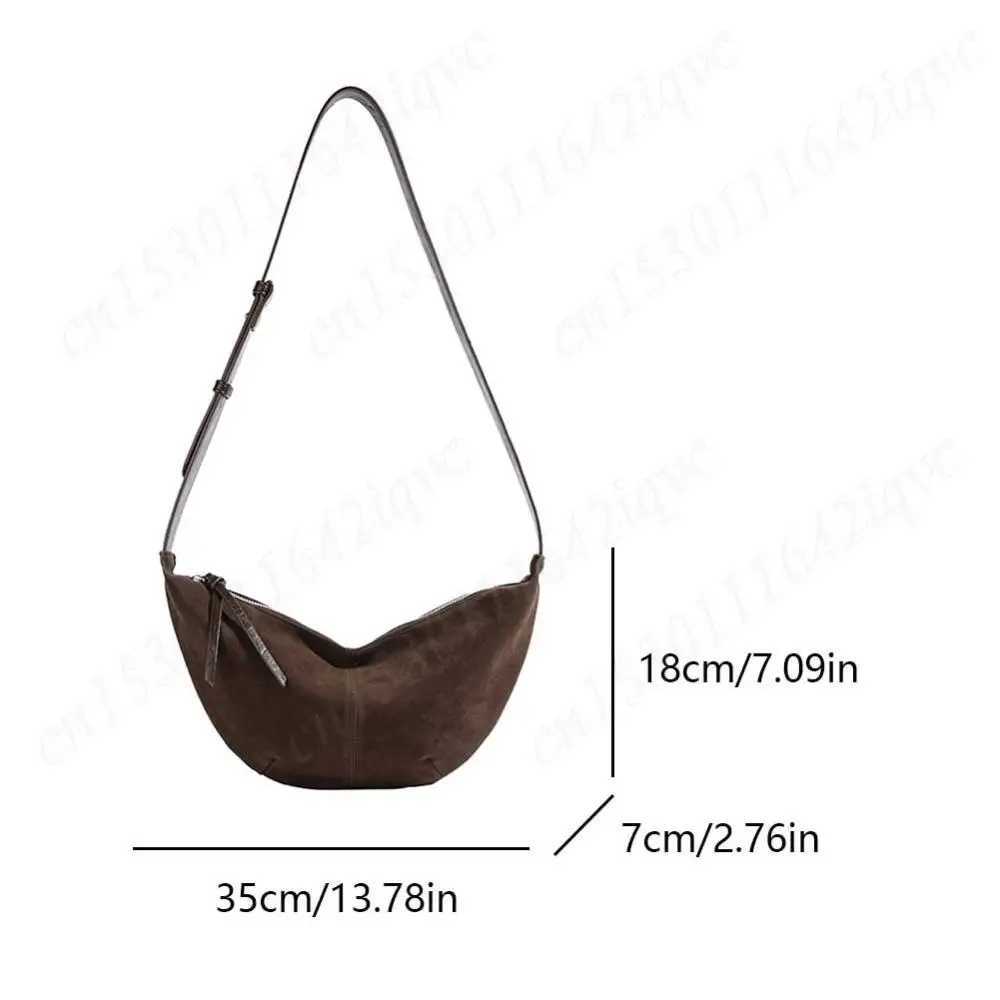 Crescent Bag for Women Shoulder Bag Suede Dumpling Bag Adjustable Strap Crossbody Bag Multi-pocket Hobo Sling Bag Solid HandbagXJ250512
