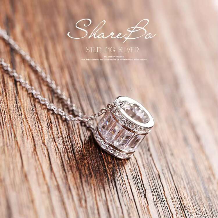 S temperament cylindrical necklace Korean version pure sier jewelry