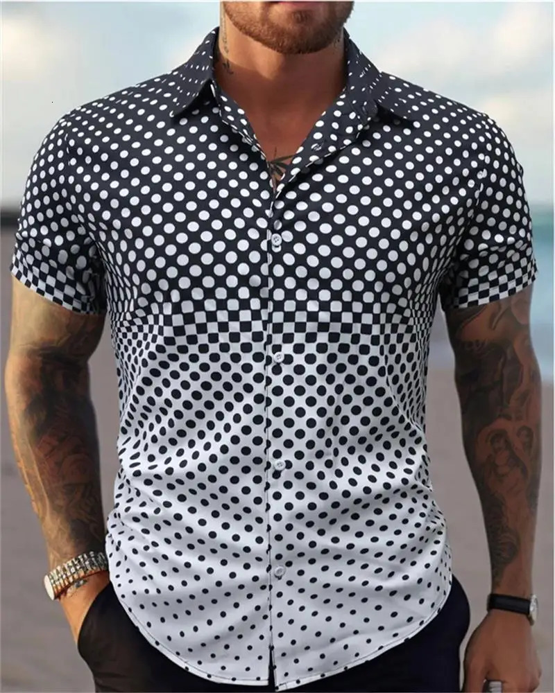 2025 Color Block 3D Printed Mens Shirts Button-down Lapel Short Sleeve Shirt Large Size 5XL High quality Hawaiian Beach Tops 250509