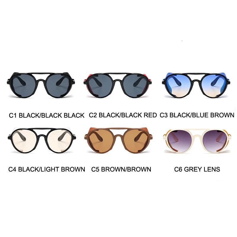 OEC CPO Men Steampunk Sunglasses For Leather Punk Round Women Vintage Shades High Quality UV400 O74 250512