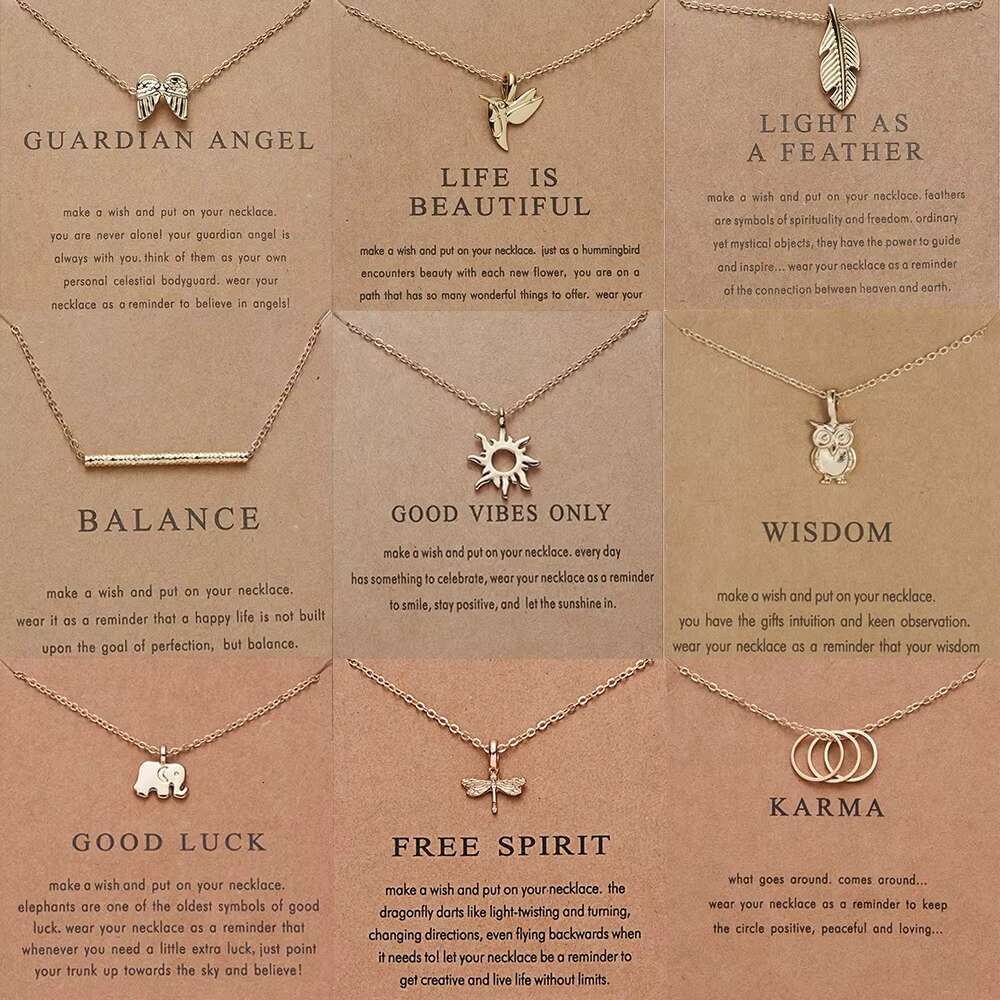 Fashion creative gift gold-plated charm cat sunbird pendant karma card women's necklace girl accessories