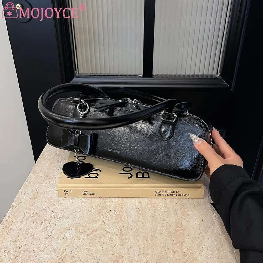 Women PU Underarm Fashion Solid Color Elegant Hobo With Heart Pendant Top Handle Bag Stylish Shoulder Purse