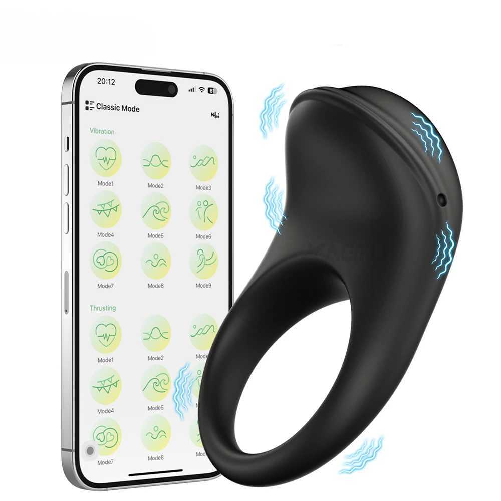 APP Control Vibrating Cock Ring for Men Ejaculation Delay Penis Ring Chastity Cage Clit Stimulator Adult Sex Toy for Couples W250512