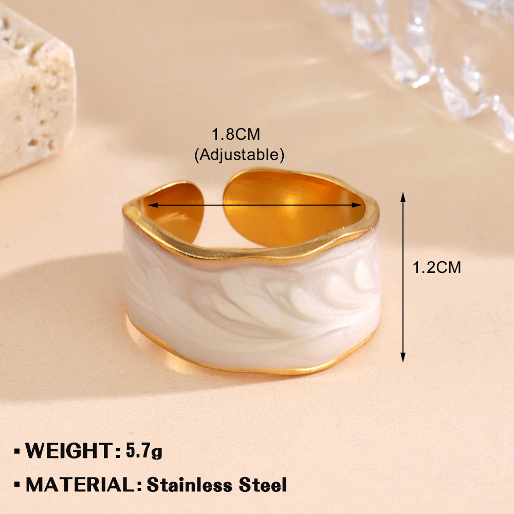 Fashionable stainless diamond opening ring, niche design, versatile, white drip oil titanium steel ring for women