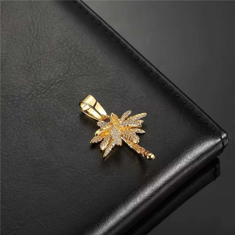 Miami Palm Tree Brass Pendant, Zirconia Gold/Sier Options | Fashionable Hip Hop Jewelry