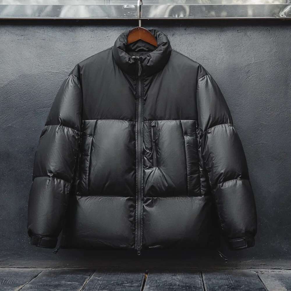 Maden Black Spliced Jacket With 90% White Duck Down Stand-Up Collar Thickened And Cold-Proof For Men's Winter Warm Coat Designer