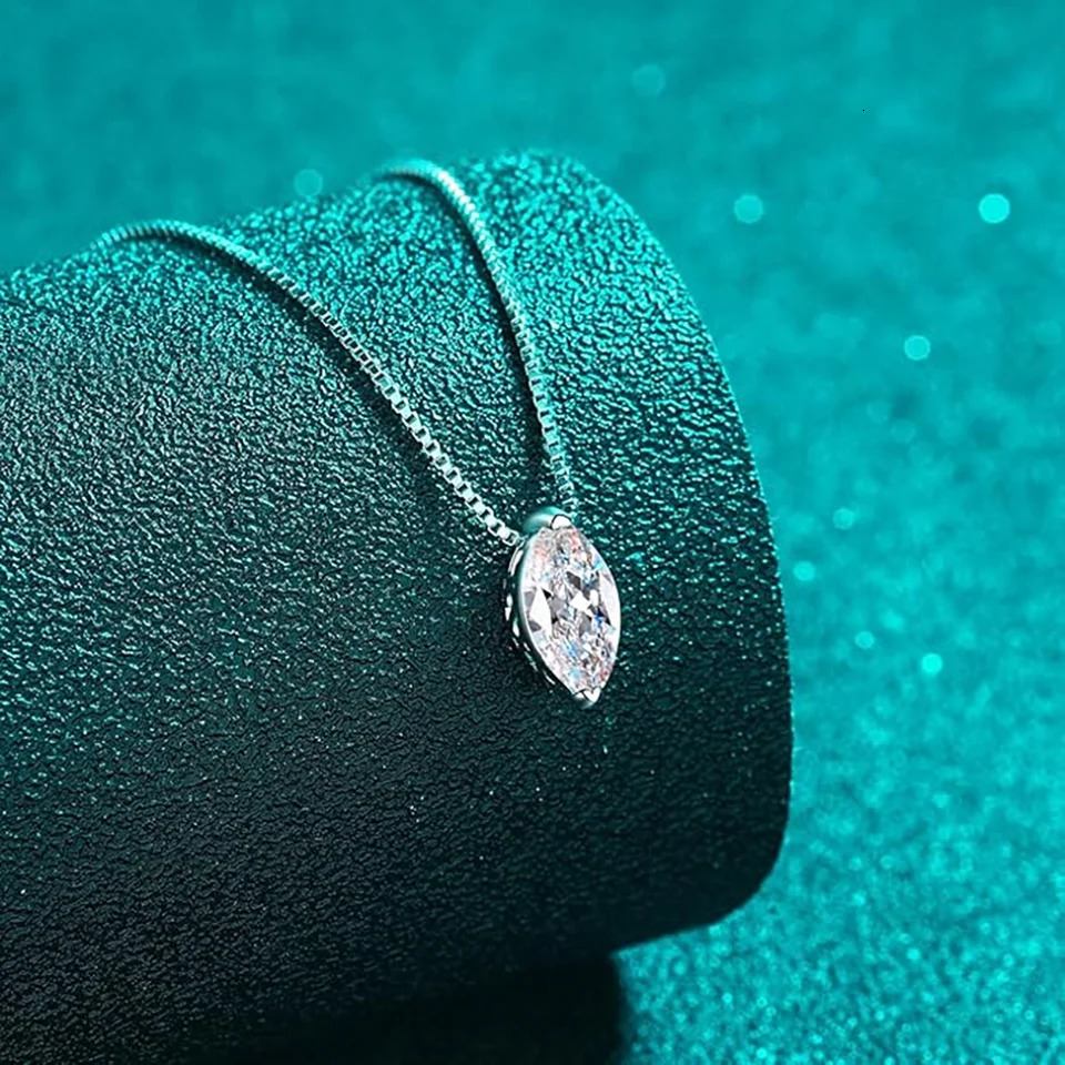 5*10mm 1CT Marquise Cut Diamond Necklace for Women Certified 925 Sterling Silver Neck Chain Party Jewelry Gift 250512