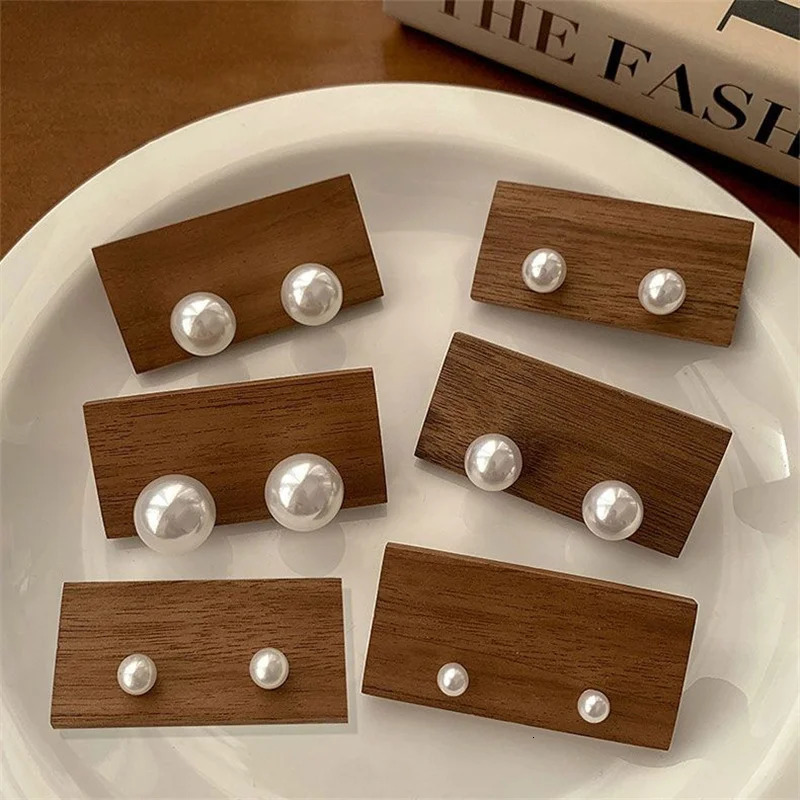 Somilia- Wholesale 8-14mm High Quality Japan Style Round White Pearl and 925 Sterling Silver Stud Earrings for Women One pair 250512