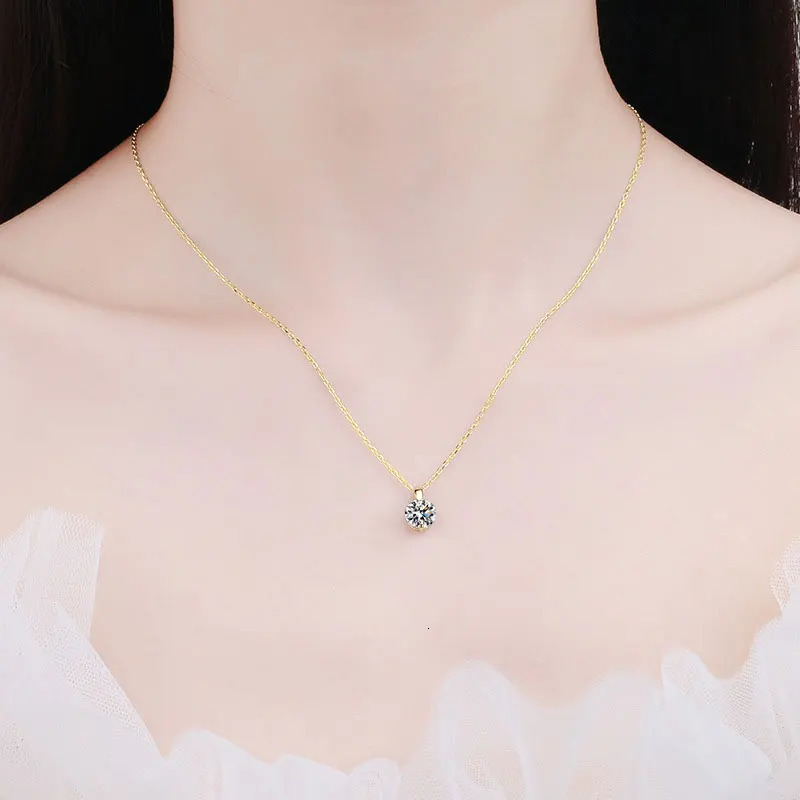 OXTAO 1CT 2CT D Color Pendant Necklace S925 Solid Silver Chain Necklace Valentines Day Gift for Women Wedding 250512