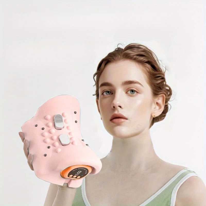 Electric Cervical Curvature Corrector Pink New Multifunctional Vibration Massage Pillow Hot Press Pulse Cervical Massage PillowW250512
