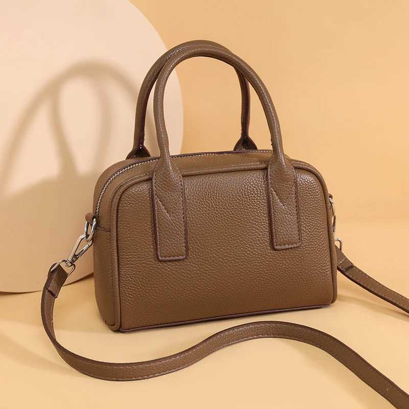 Leather Boston Pillow Bag Womens 2025 New Soft Cowhide Premium Commuter Casual Handheld Messenger BagW250512