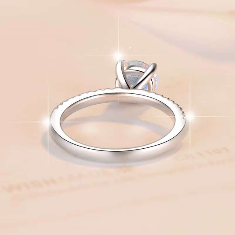 Fine Jewelry 1Ct Diamond Stylish Minimalist Ladies S925 Sterling Silver pink VVS1 Moissanite Solitaire Ring for Woman Ladies
