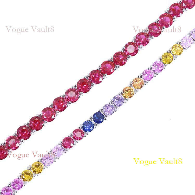 3/4/5mm Wide Red Corundum Sterling Sier Necklace/bracelet Tennis Chain