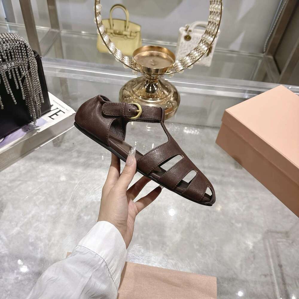 Women Size35-41 Genuine Leather Flats Mary Janes Round Toe Summer Solid Colors Leisure Designer Shoes Zapatillas De Mujer