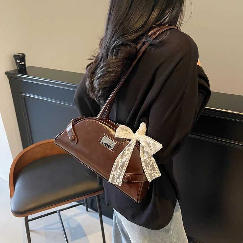 Women Leisure Armpit Handbag PU Leather Bow Fashion Tote Bag Solid Color Travel Underarm Handbag Girls Outdoor Daily BagW250512