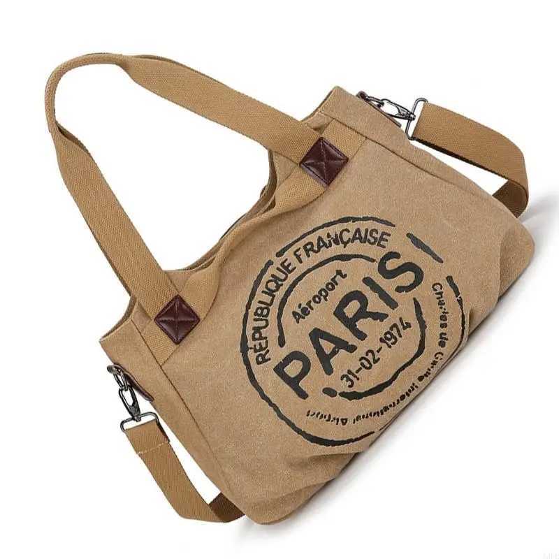 Women Canvas Letter Crossbody Bag Fashionable Shoulder Handbag with Ample Space and Adjustable Strap for Daily EssentialW250512