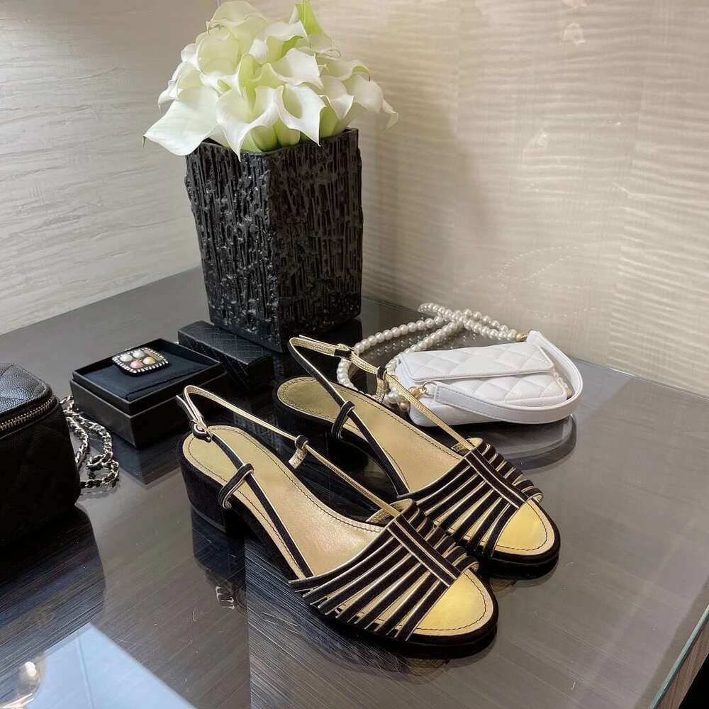 Women Genuine Leather Sandals Med Heels Pumps Slingbacks Summer Buckle Strap Leisure Designer Shoes Zapatillas De Mujer