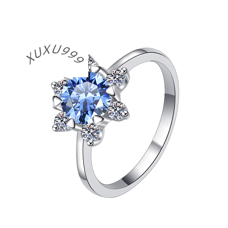 Fine Jewelry Intellectual Minimalist Ring for Women S925 Sterling Silver Blue Diamond VVS 1 Moissanite Ring of Women Ladies