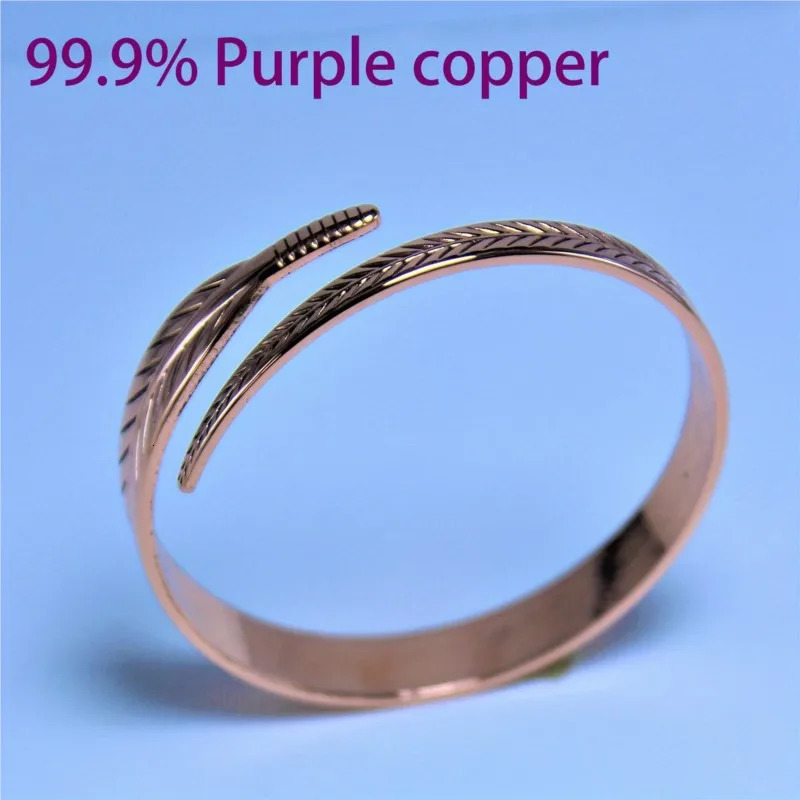 Elegant Vintage Pure Cooper Feather Wing Cuff Bangle for Men Women Fashion Punk Style Wristlet Party Jewelry Gifts 250512