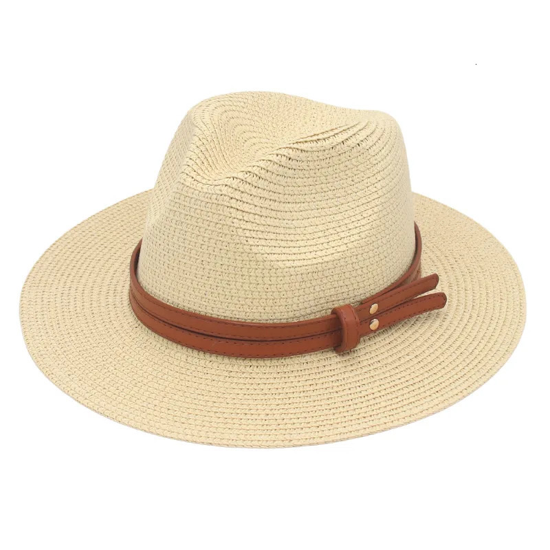Summer Straw Sun Hat Panama Hats Grass Knitted Gift Breathable Leisure Jazz European American Style Beach Caps 250512
