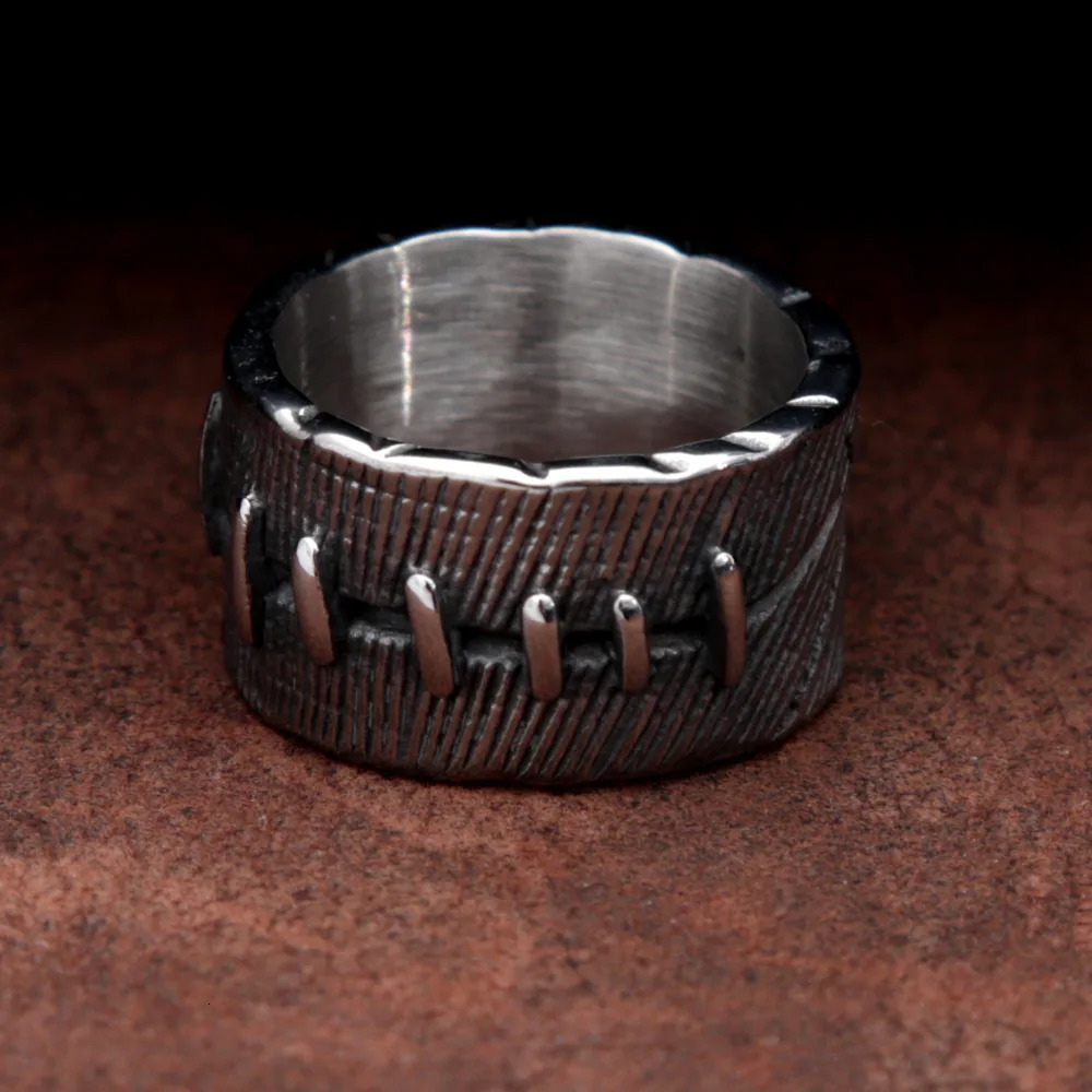 Fashion Mens Punk Biker Ring Creative Chimeric Suture Stainless Steel Rings for Women Vintage Gothic Jewelry Size 7 to Size 15 250509