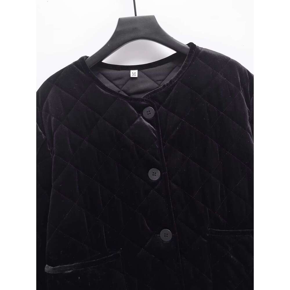 European And American Style 2025 Winter New Products Women's Clothing Veet Round Neck Long Sleeve Cotton Jacket
