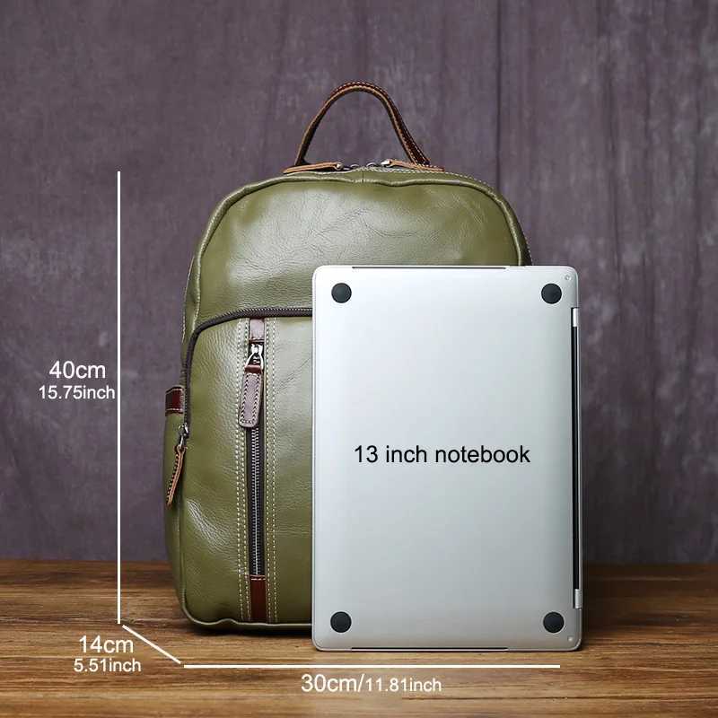 Genuine Leather Backpack For Men Casual College Style Book Cover Layered Cowhide Simple And Fashionable 15 inch Laptop Bag Z250512-1