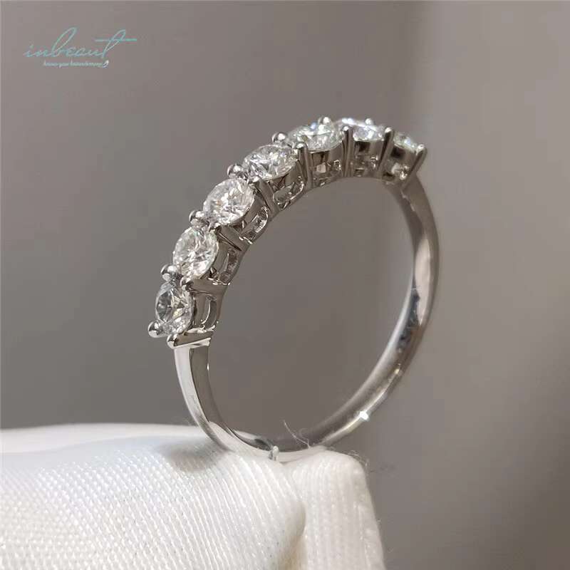 Silver 925 Original Brilliant Cut Total 0.7 Ct Diamond Test Past D Color Moissanite Ring for Women Wedding Gift Fine Jewelry