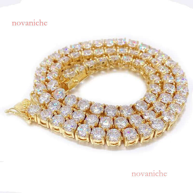 chain for women titanium steel plated necklaces 8/10MM wide CZ dia iced out tennis necklace men rapper hip hop rock gold jewelry woman gift