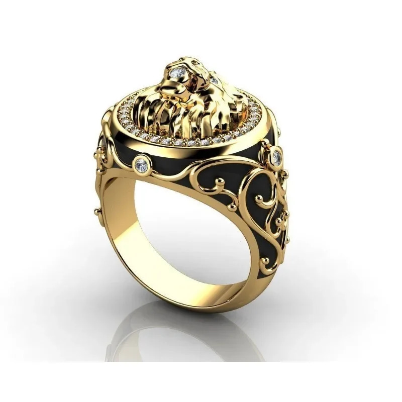 S925 Creative Lion Head Medusa Ring for Men Inlaid with Zircon Fashion Domineering Rings Female Punk Style Jewelry Gifts 250509